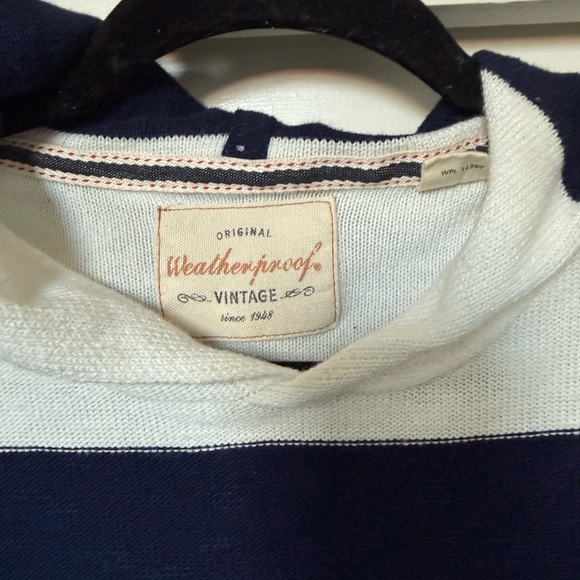 Weatherproof NWOT Striped Navy and White Hooded Sweater - Picture 3 of 4